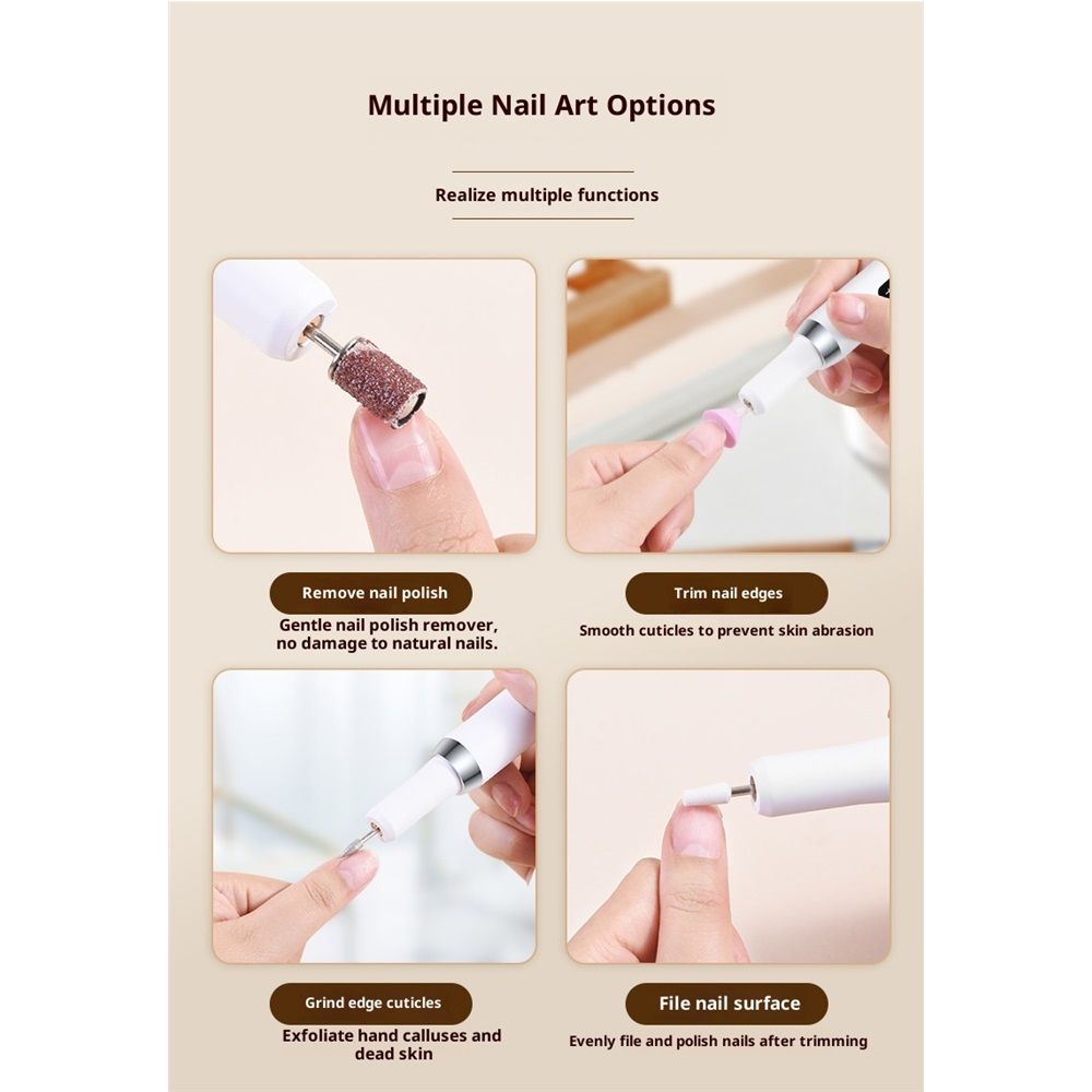 Portable Electric Nail Drills, Manicure and Pedicure Sets for Grinding,polishing and Trimming,Rechargeable Pedestal Nail Polisher - Image 4