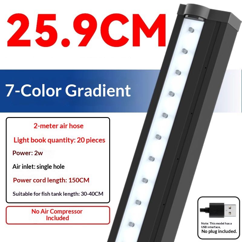 Submersible Aquarium Light,LED Aquarium Air Bubble Light,Color Changing Brightness Adjustable Timing Waterproof Remote Control Fish Tank Light Bar,Aquarium Light Bubbler Wall,26cm - Image 2