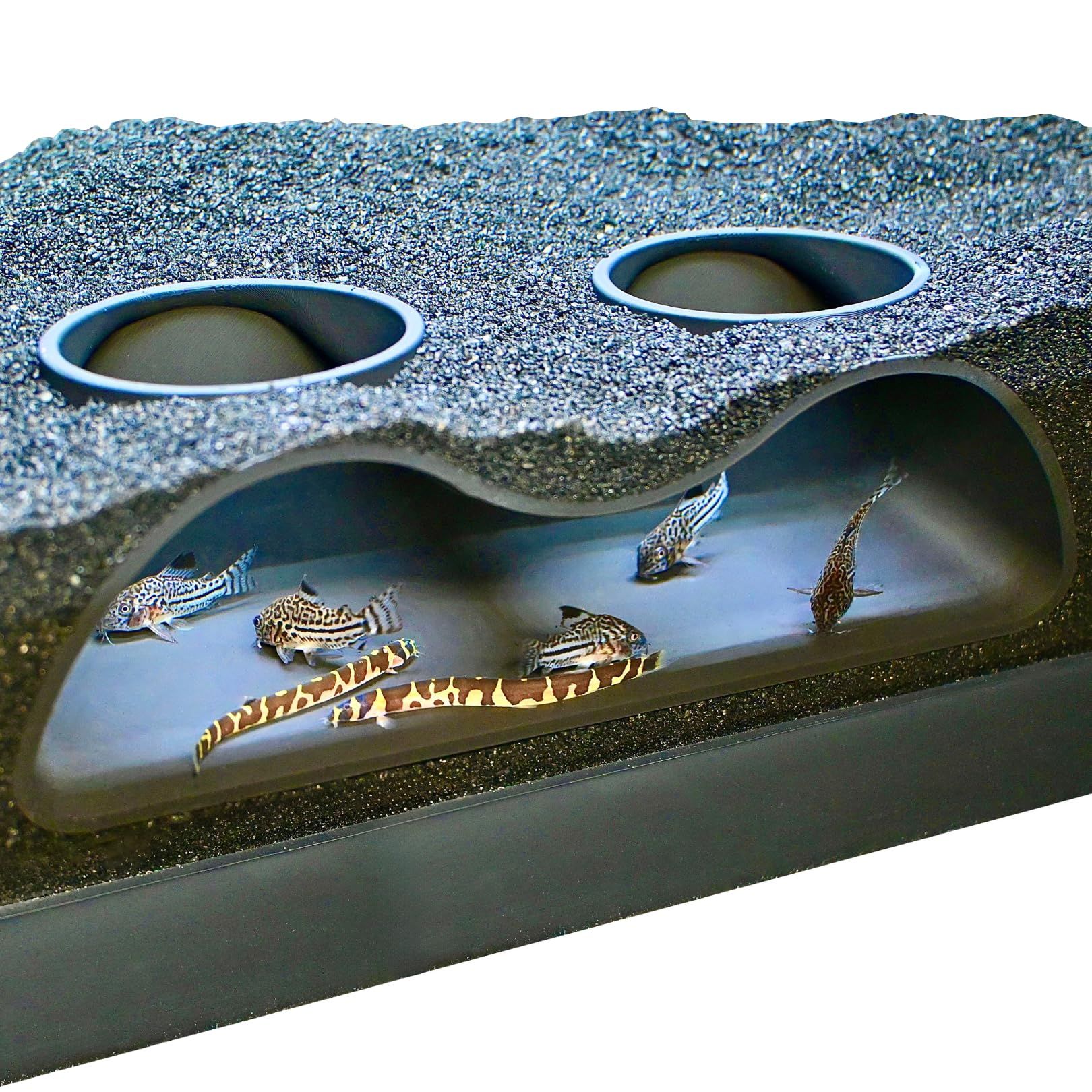 Aquarium Underground Tunnel Cave Natural Curve Two Hole | Viewing Fish & Shrimp Under Gravel Tunnel | Fish Tank Decor Decoration Hideout - Image 2