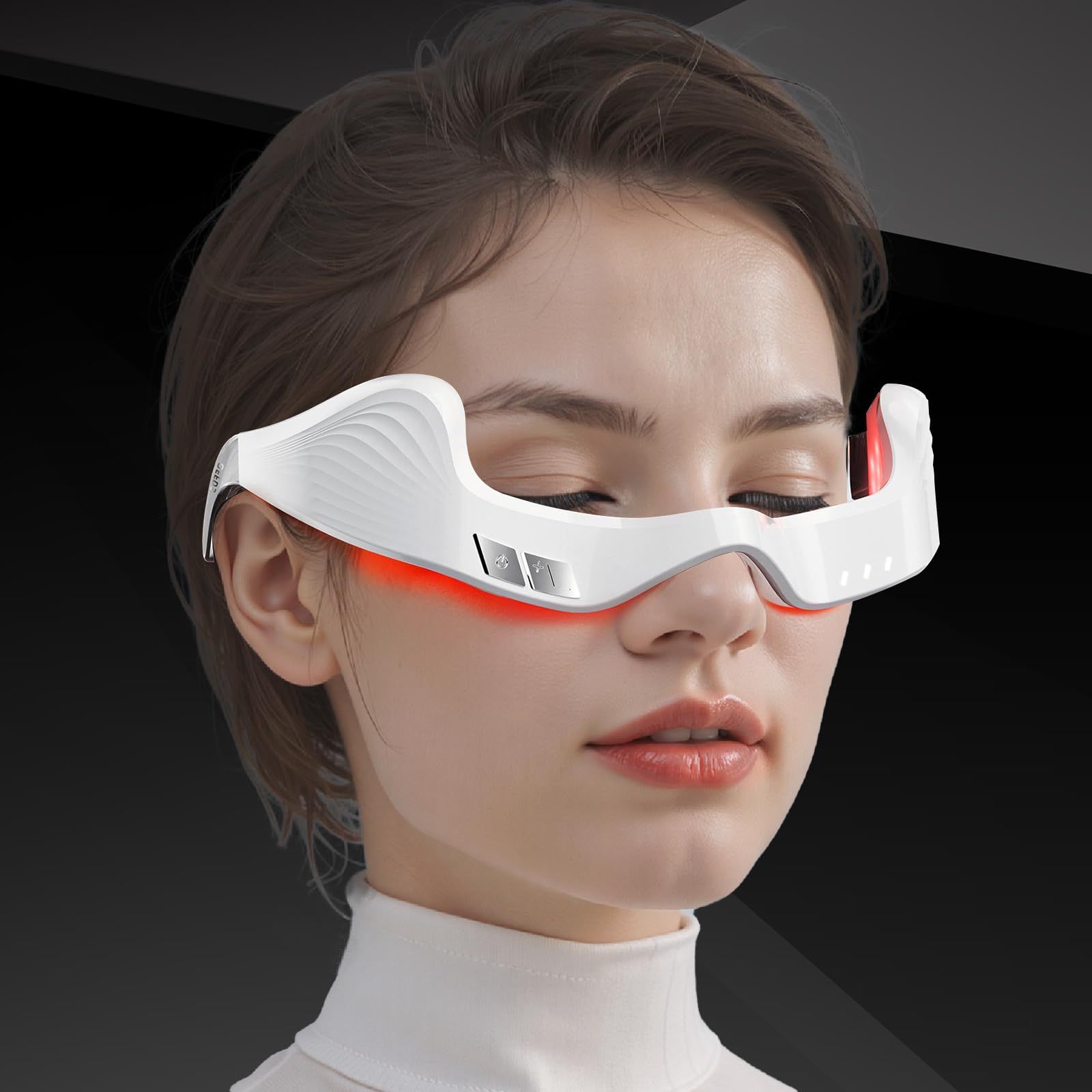 Red Light Eye Massager,Red Light Glasses,Under Eye Light Therapy Device,Red Light Beauty Device Eye Massage Light-Weight,Reducing Dark Circles,Puffiness,Wrinkles (Milky) - Image 5