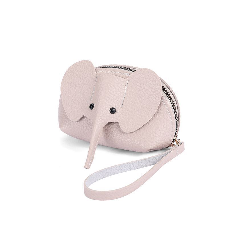 Leather Coin Purse Leather Elephant Keychain Wallet Small Coin Pouch with Keychain Leather Wallet Cute Elephant Gifts for Girls Women - Image 1
