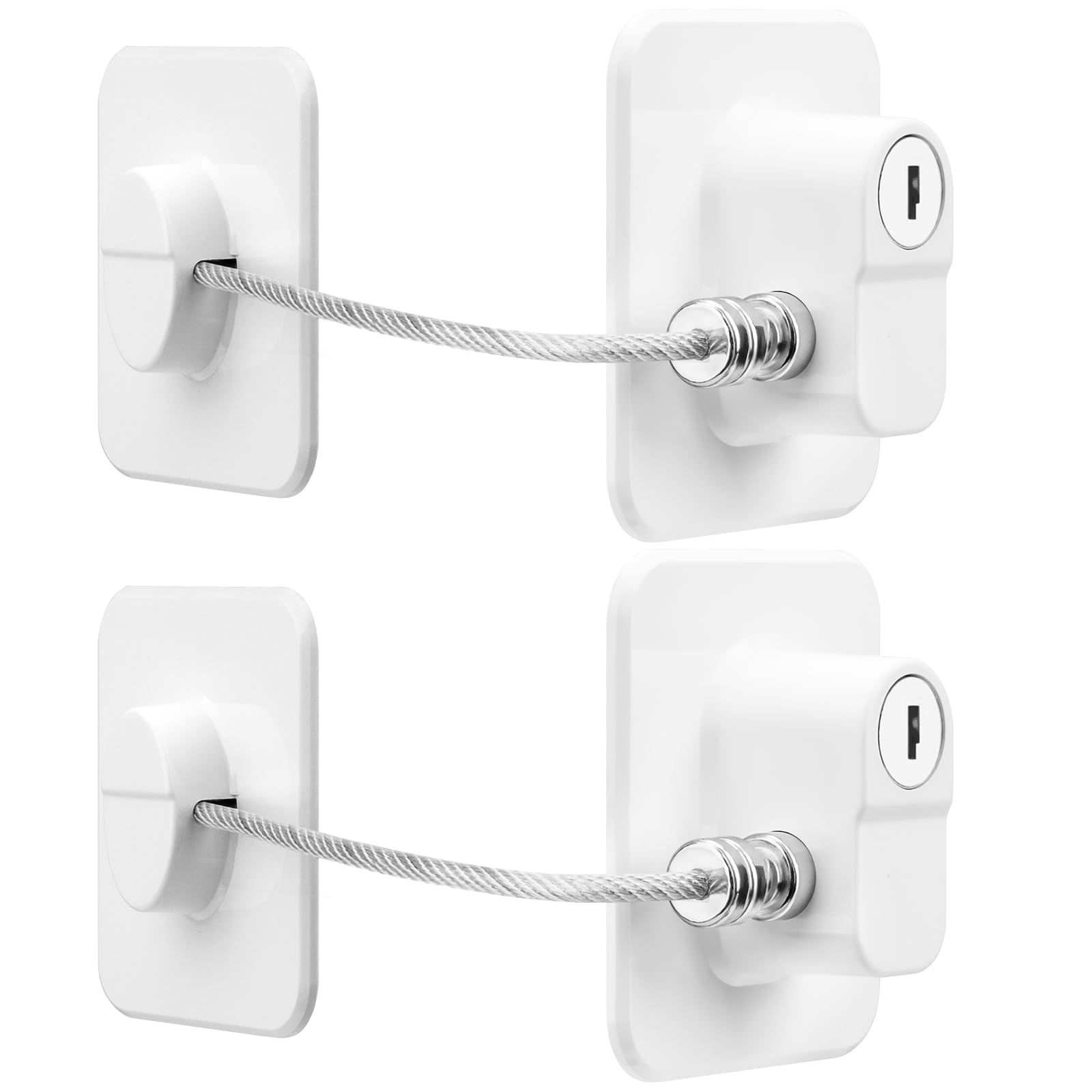 Locks for Refrigerator, 4 Pack Fridge Lock with Keys, Lock for a Fridge,White Refrigerator Lock（white） - Image 1