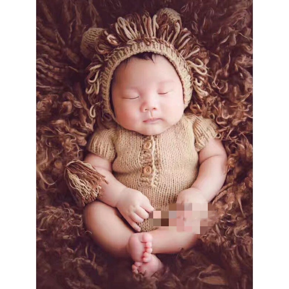 Baby Photography Props Newborn Boy Girl Photo Shoot Outfits Crochet Costume Infant Knitted Hat Sets（khaki） - Image 5