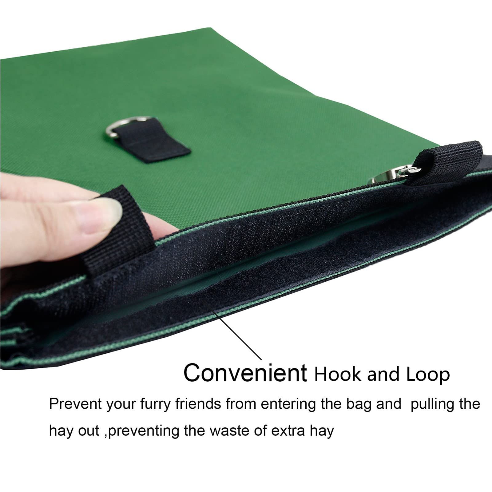 2pcs Rabbit Hay Feeder Bag Guinea Pigs Hanging Hay Rack Manger Holder Dispenser Small Animal Feeder Storage Pouch for Bunny Chinchilla Hamster (Green, 2 Windows) - Image 4