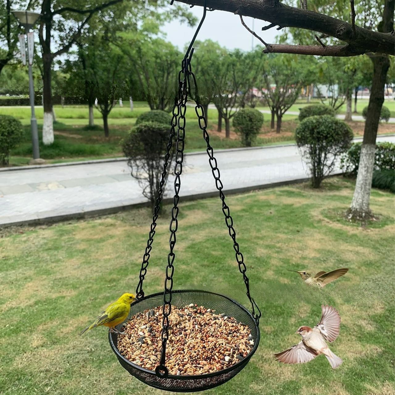 Premium Hanging Bird Feeder Tray, Platform Bird Feeder Stainless Steel Mesh Tray,Wild Bird Feeder for Outside Hanging Seed Platform 1Pcs - Image 2