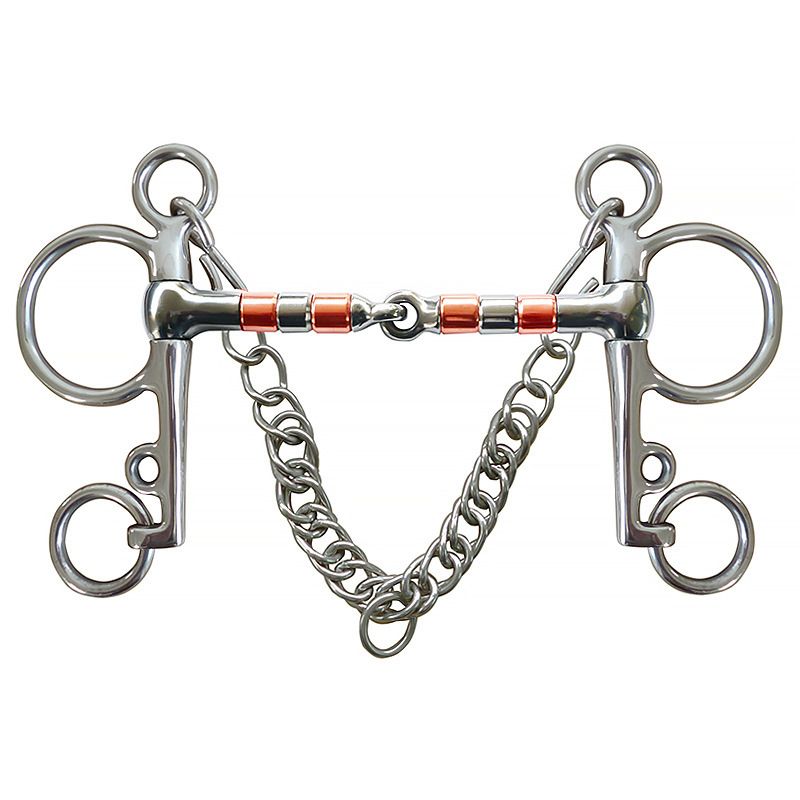 Horse Bit Snaffle Bit for Horse Training Outdoor Horse Accessories Horse Chewing Bit Equestrian Metal with Hooks, Curb Chain - Image 1