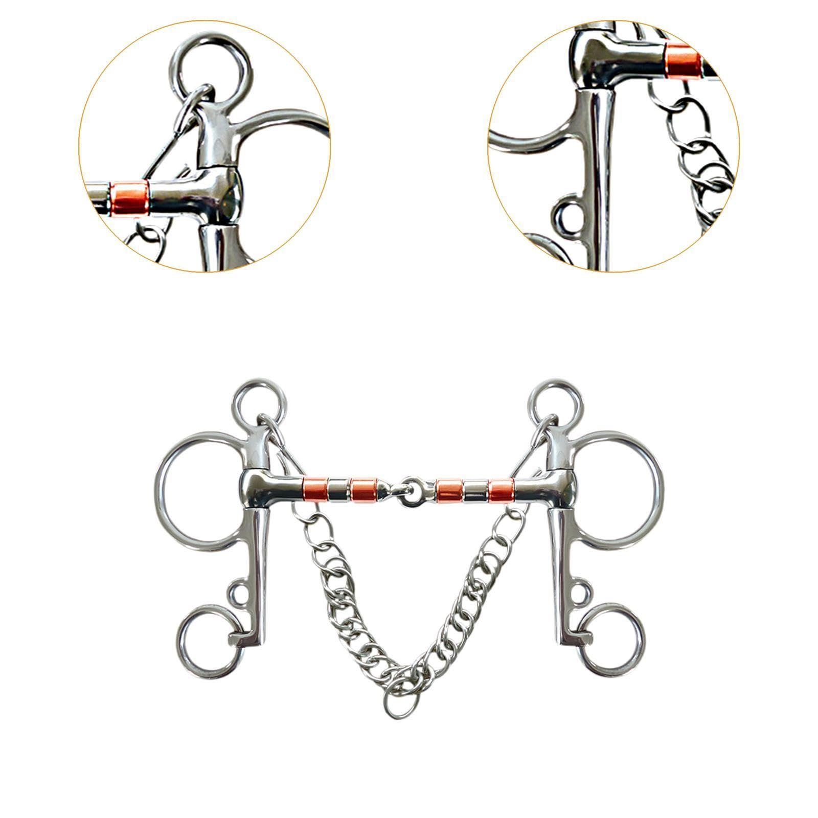 Horse Bit Snaffle Bit for Horse Training Outdoor Horse Accessories Horse Chewing Bit Equestrian Metal with Hooks, Curb Chain - Image 3