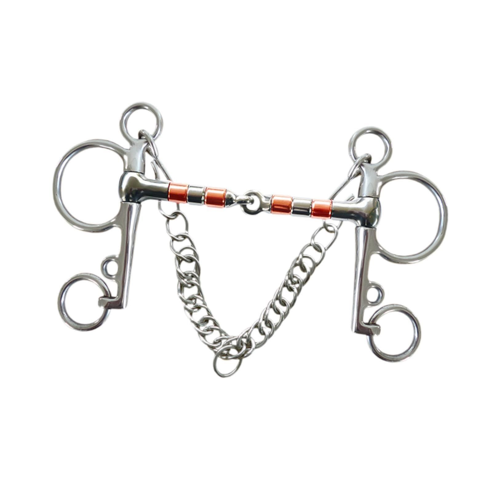 Horse Bit Snaffle Bit for Horse Training Outdoor Horse Accessories Horse Chewing Bit Equestrian Metal with Hooks, Curb Chain - Image 4