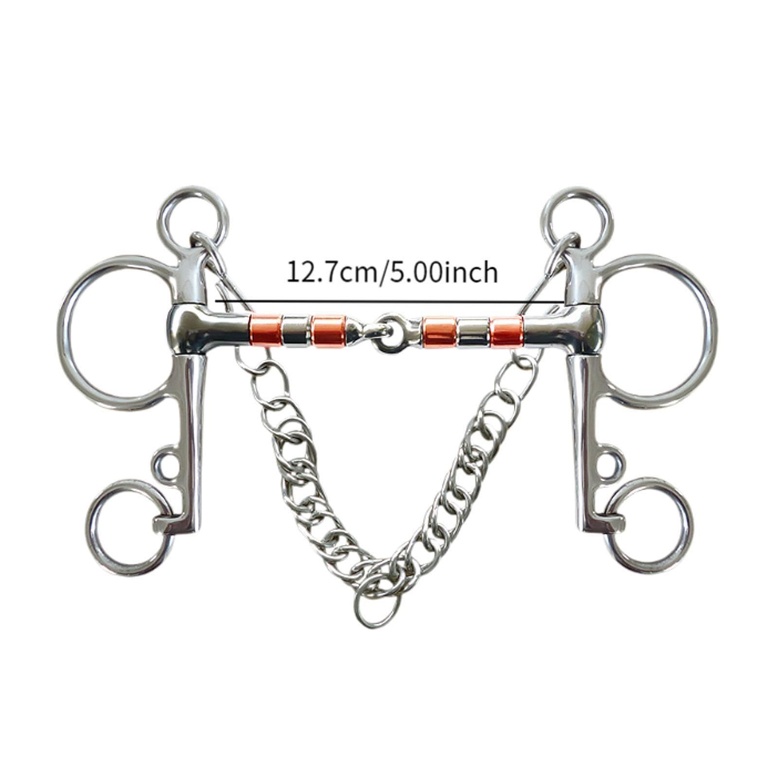 Horse Bit Snaffle Bit for Horse Training Outdoor Horse Accessories Horse Chewing Bit Equestrian Metal with Hooks, Curb Chain - Image 5