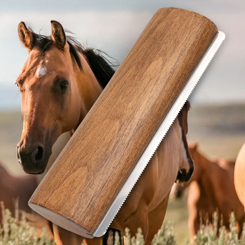 Original Deshedding Grooming Tools for Horse, Cats & Dogs Easy Ergonomic Wooden Handle Professional Brush Grooming Tool, Remove painlessly - Image 2