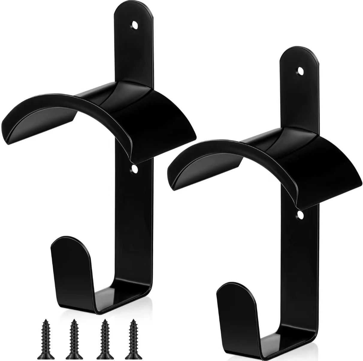 2pcs Horse Bridle Rack Wall Mount Black Metal Bridle Holder with Hook and Screws Bracket for Horse Barn Tack Room Stall Storage - Image 1