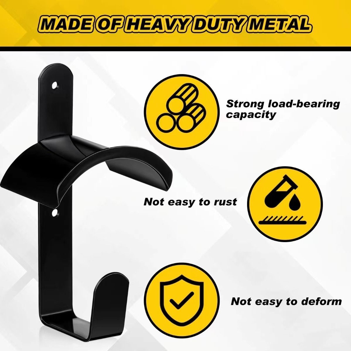2pcs Horse Bridle Rack Wall Mount Black Metal Bridle Holder with Hook and Screws Bracket for Horse Barn Tack Room Stall Storage - Image 2