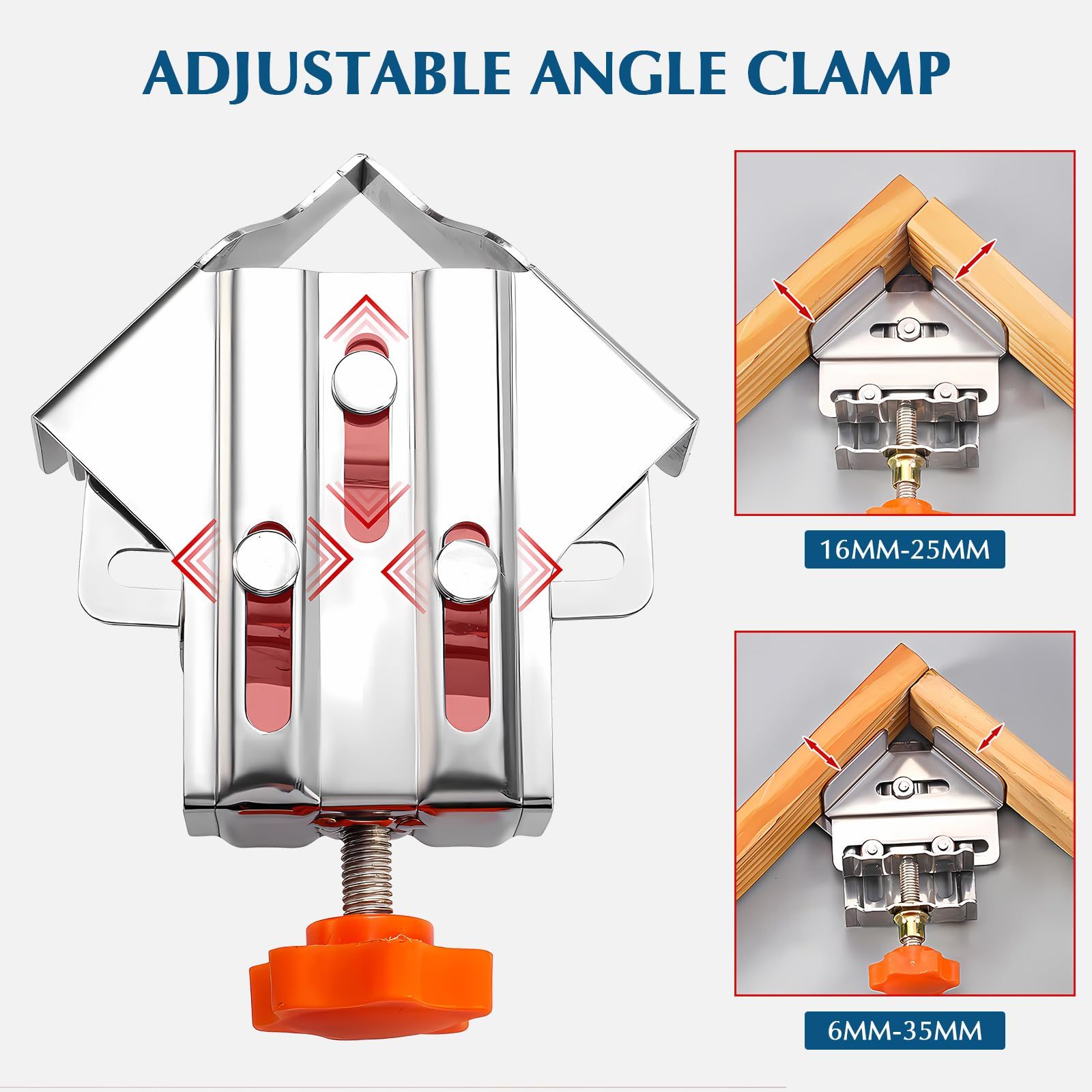 2pcs Stainless Steel Right Corner Clamp,90 Degree Right Angle Clamp for Woodworking,Right Angle Clip Fixer,Single Handle Clamps for Woodworking,（open-ended） - Image 2