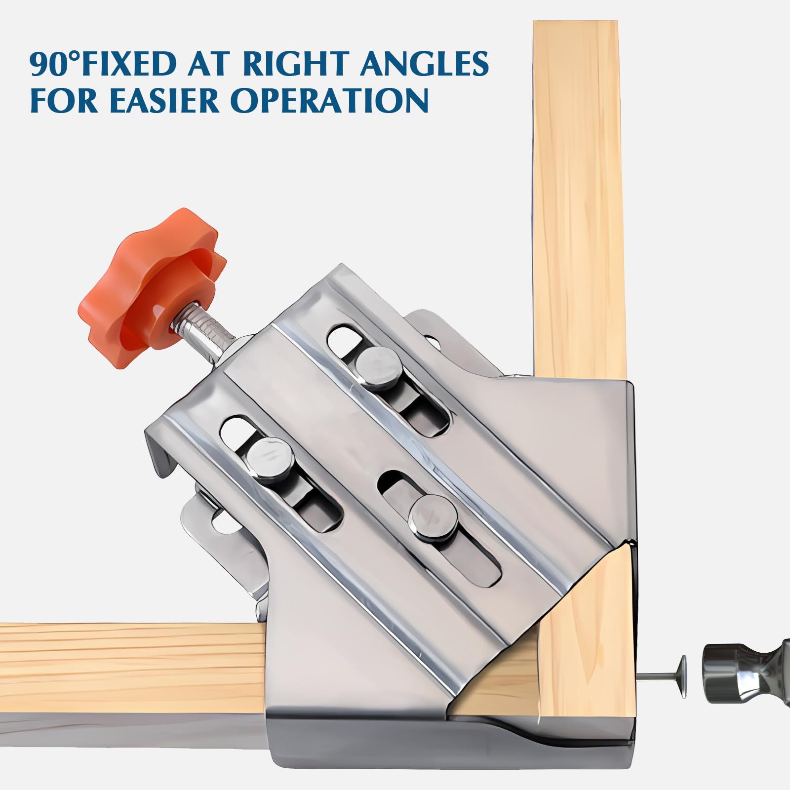 2pcs Stainless Steel Right Corner Clamp,90 Degree Right Angle Clamp for Woodworking,Right Angle Clip Fixer,Single Handle Clamps for Woodworking,（open-ended） - Image 3