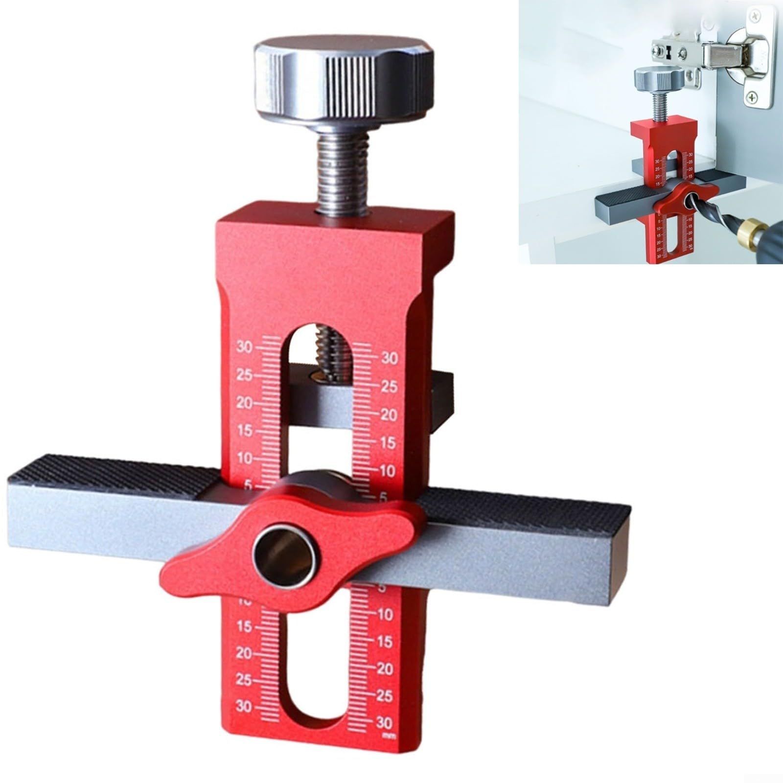 2-in-1 Cabinet Door Mounting Jig & Rebound Device Tool with Bag, Installation Positioner for Frameless Cabinets Only, Easily Adjustable Aluminium Alloy Cabinet Hardware Jig - Image 2