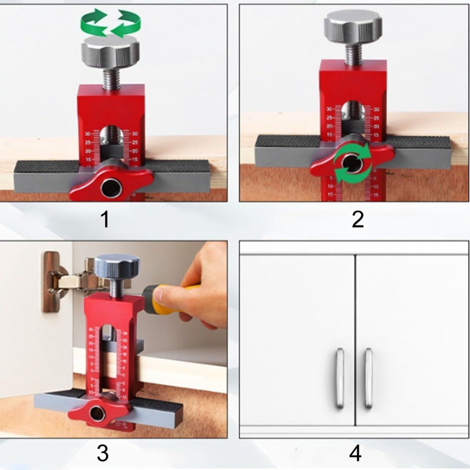 2-in-1 Cabinet Door Mounting Jig & Rebound Device Tool with Bag, Installation Positioner for Frameless Cabinets Only, Easily Adjustable Aluminium Alloy Cabinet Hardware Jig - Image 4