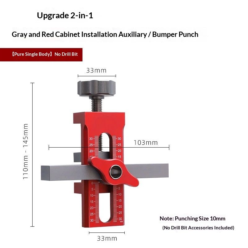 2-in-1 Cabinet Door Mounting Jig & Rebound Device Tool with Bag, Installation Positioner for Frameless Cabinets Only, Easily Adjustable Aluminium Alloy Cabinet Hardware Jig - Image 5