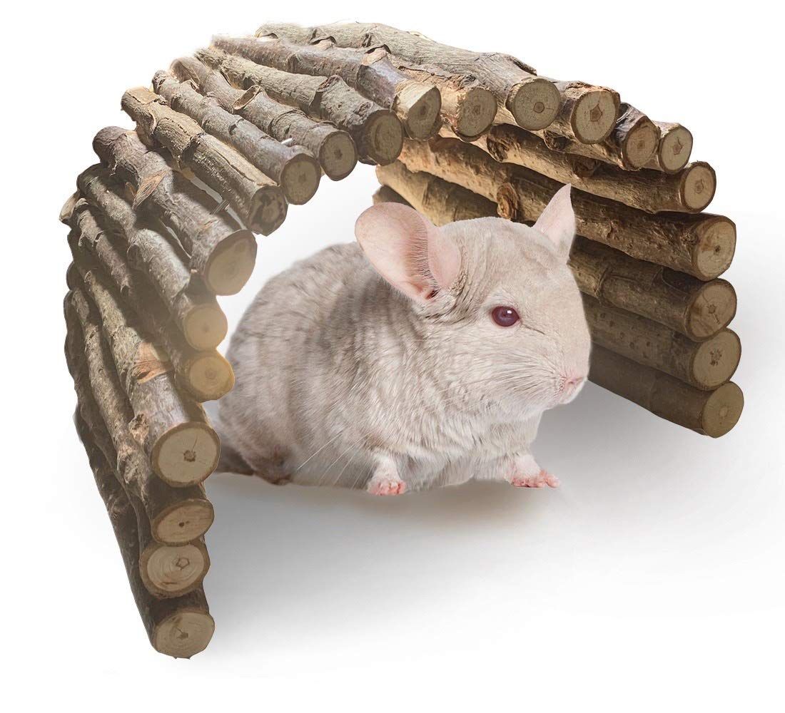 Guinea Pig Wooden Ladder Bridge Rabbits Hideout, House, Tunnel, Rodents Chew Toys for Bunny, Chinchillas, Hedgehogs, Ferrets,（20*10cm） - Image 1