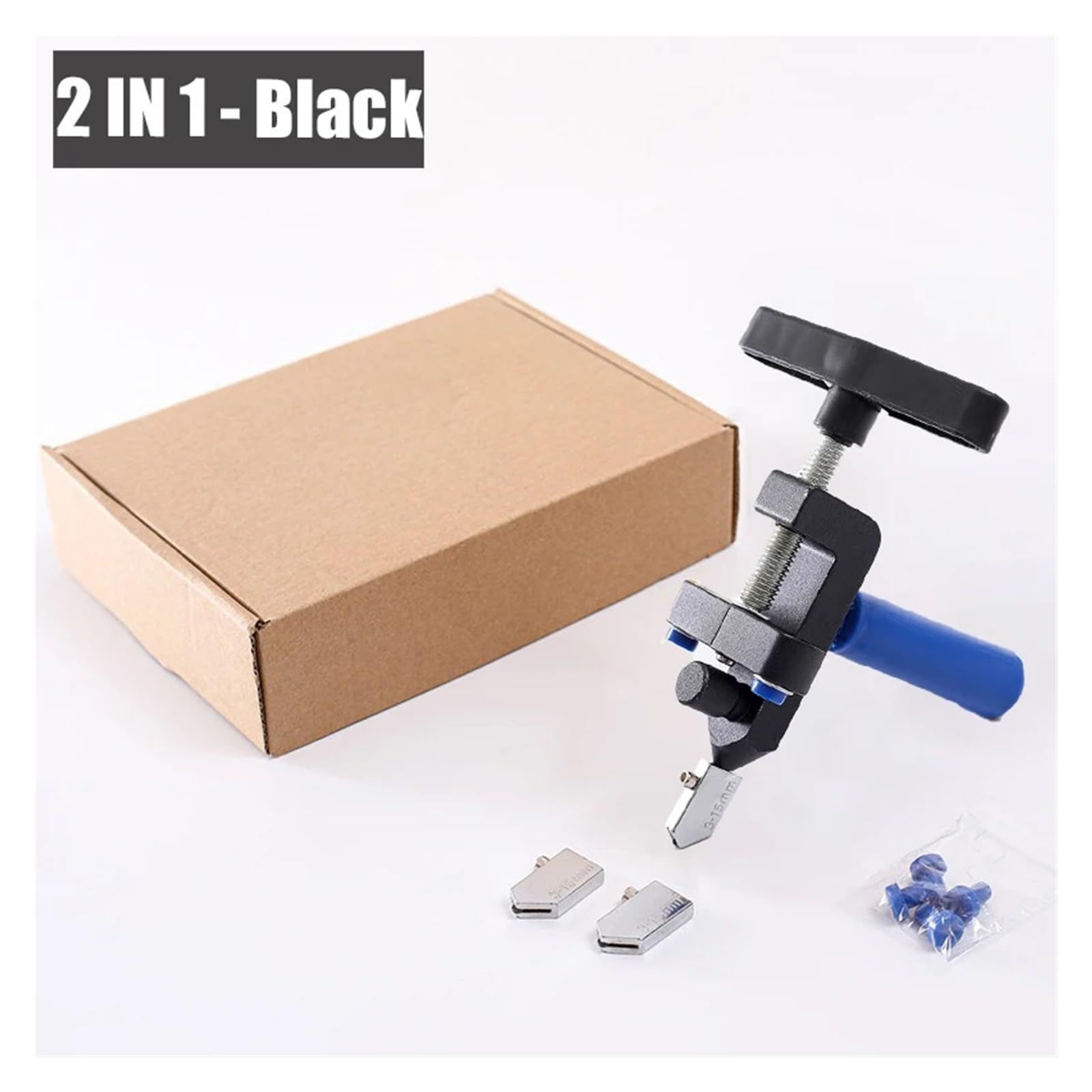 Glass Cutter, 2 in 1 Glass Cutting Tool  3 Tungsten Steel Blades, 4 Tips, Screwdriver, Ceramic Tile, Glazed Tiles Blue - Image 2