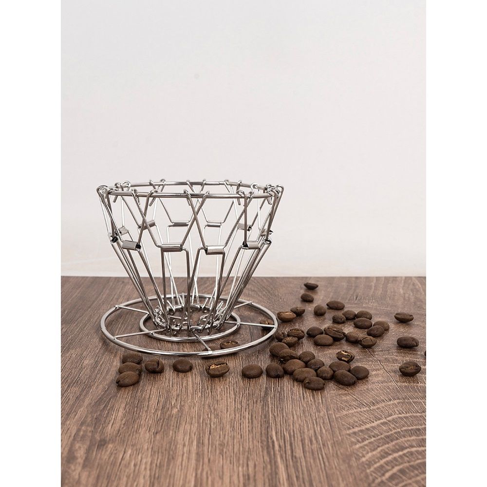Collapsible Pour Over Coffee Maker - stainless steel Coffee Dripper Set For Camping & Travel（silvery） - Image 1