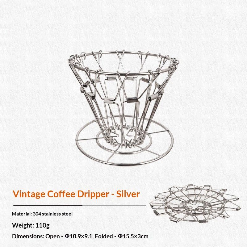 Collapsible Pour Over Coffee Maker - stainless steel Coffee Dripper Set For Camping & Travel（silvery） - Image 2