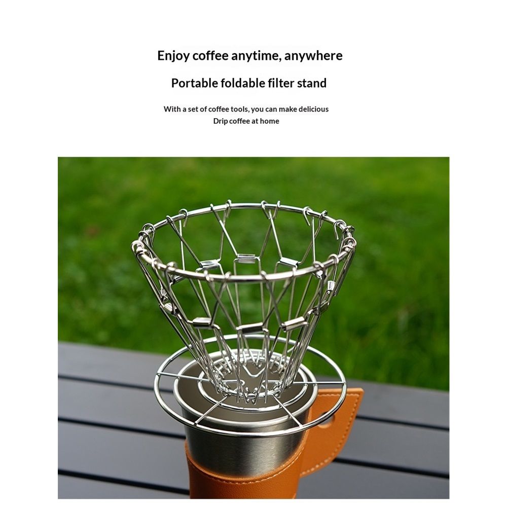 Collapsible Pour Over Coffee Maker - stainless steel Coffee Dripper Set For Camping & Travel（silvery） - Image 4
