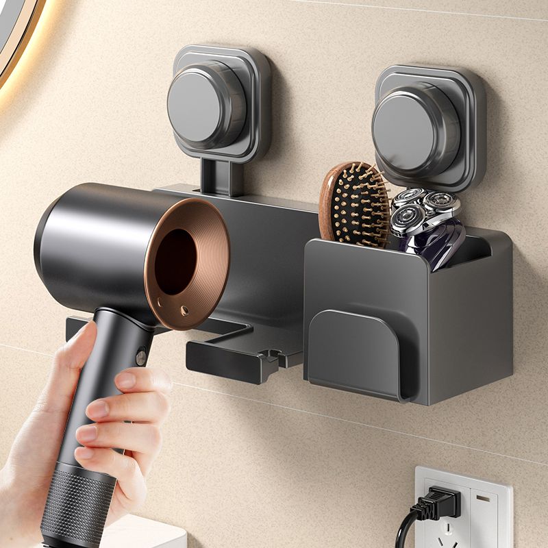 Hair Dryer Holder Wall Mounted with Tool Organizer, Blow Dryer Holder Compatible, Hair Dryer Hanger Mount for Bathroom, Vanity, Gray - Image 4