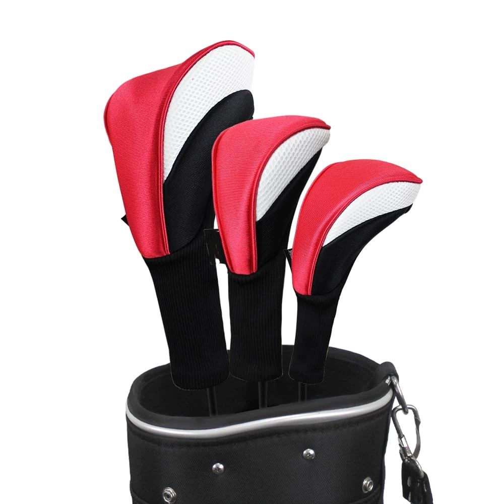 Black Golf Club Head Cover for  Fairway 3 Pcs Woods Headcovers, Golf Accessories Hybrid Head Covers Set - Image 2