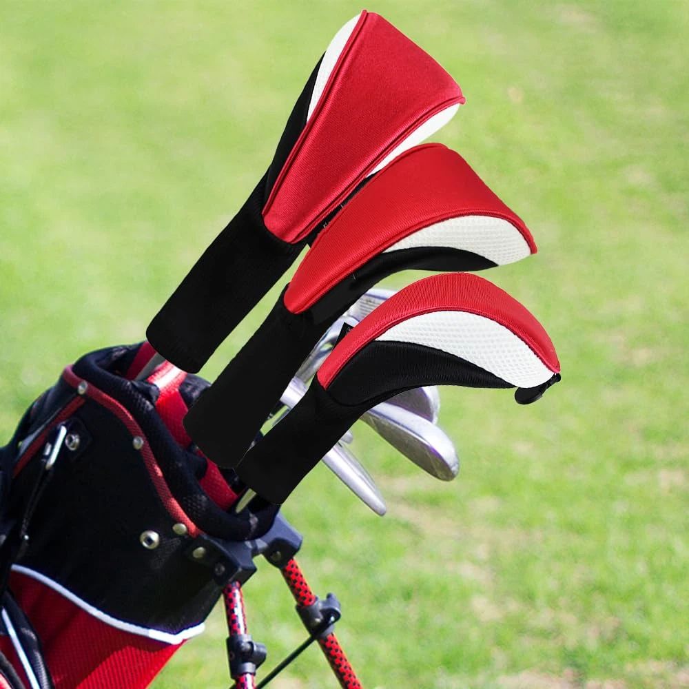 Black Golf Club Head Cover for  Fairway 3 Pcs Woods Headcovers, Golf Accessories Hybrid Head Covers Set - Image 4