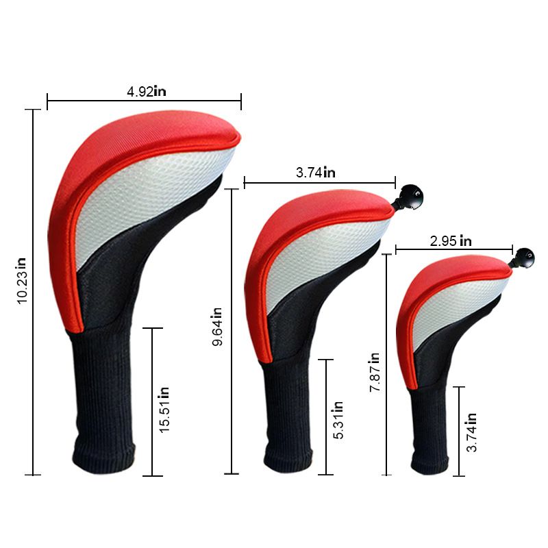 Black Golf Club Head Cover for  Fairway 3 Pcs Woods Headcovers, Golf Accessories Hybrid Head Covers Set - Image 5