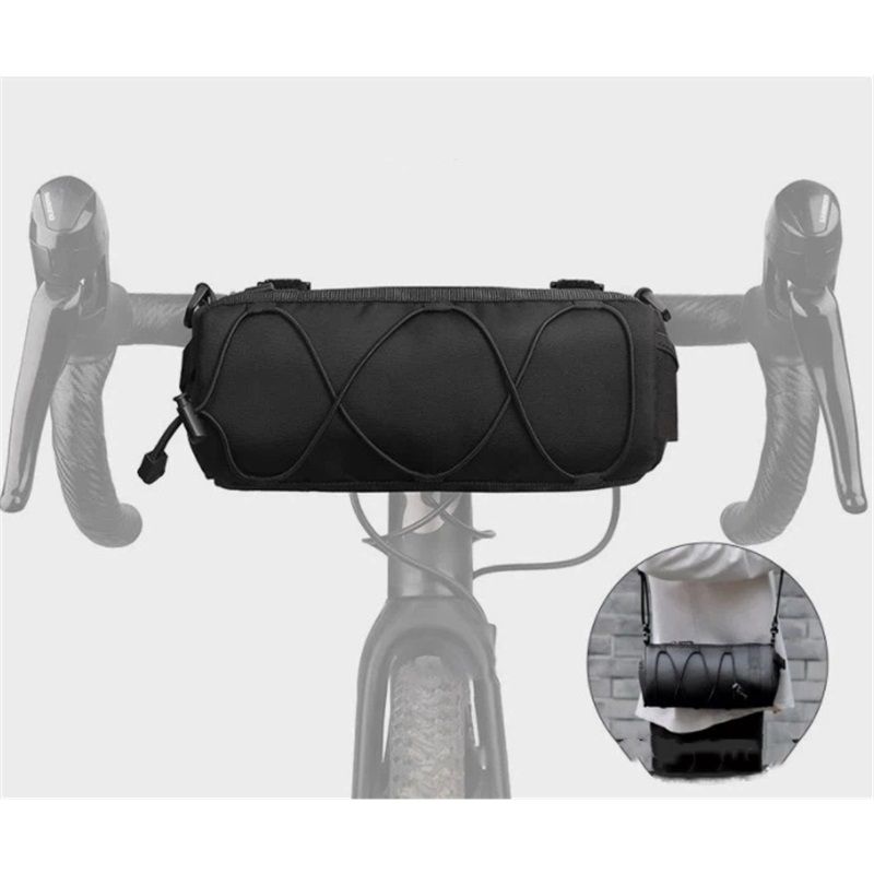 Bike Handlebar Bag, Bicycle Front Bag Shoulder Bag Storage Bag with Shoulder Strap for Road Mountain Bike Cycling Travel（black,22*11*11cm) - Image 2