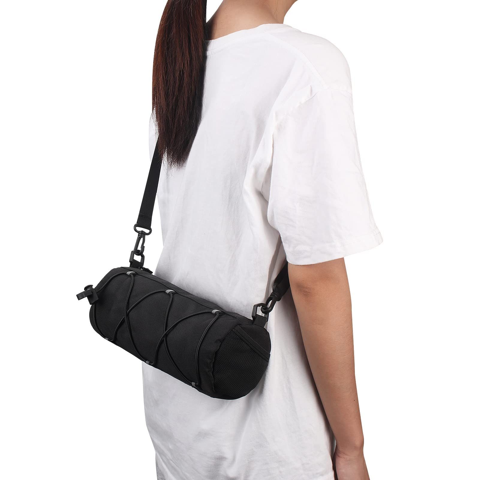 Bike Handlebar Bag, Bicycle Front Bag Shoulder Bag Storage Bag with Shoulder Strap for Road Mountain Bike Cycling Travel（black,22*11*11cm) - Image 4