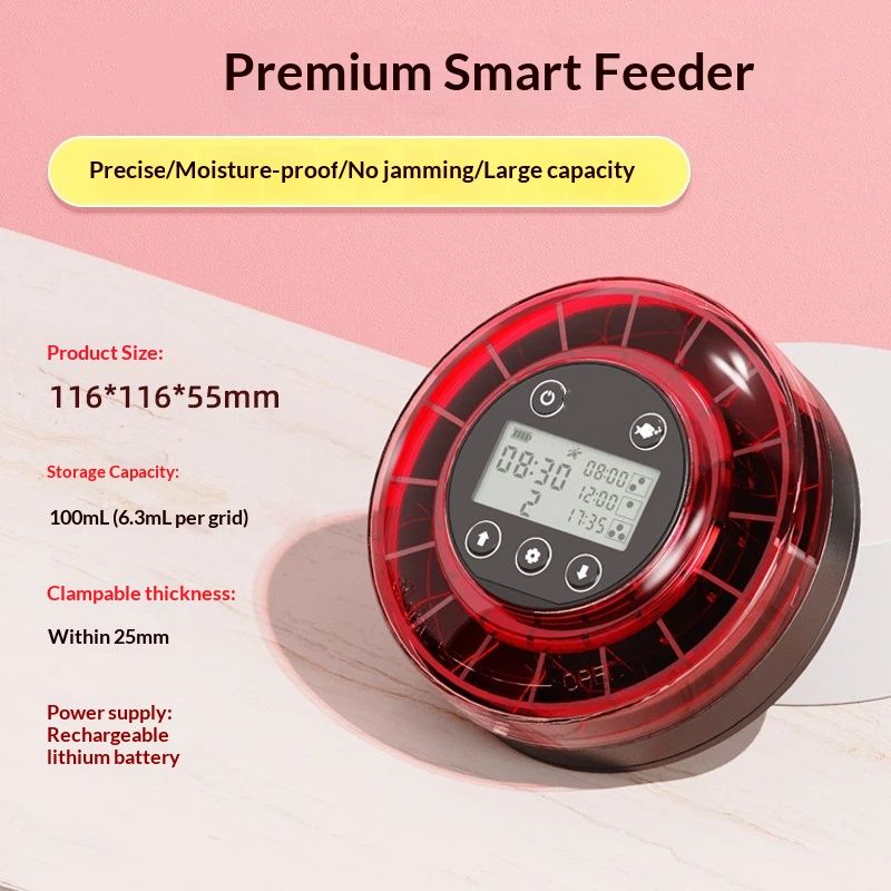 Automatic Fish Feeder for Aquarium - Moisture-Proof and Precision Feeding Betta Vacation Feeder, USB Rechargeable Auto Fish Food Dispenser with Timer,LCD Display - Image 1