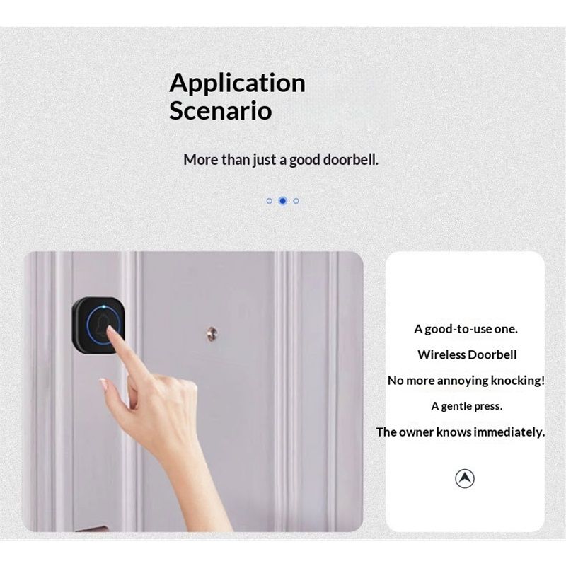 Wireless Doorbell, Door Bell Kit, Distinguish Front and Rear Doors, for Home Office Classroom（One drag, two sounds） - Image 3
