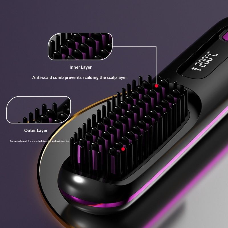 Hair Straightener – Cordless Comb with Negative Ion, Fast Heating & Portable Travel Design, Rechargeable Brush for Straightening and Curling (1Pcs) - Image 3