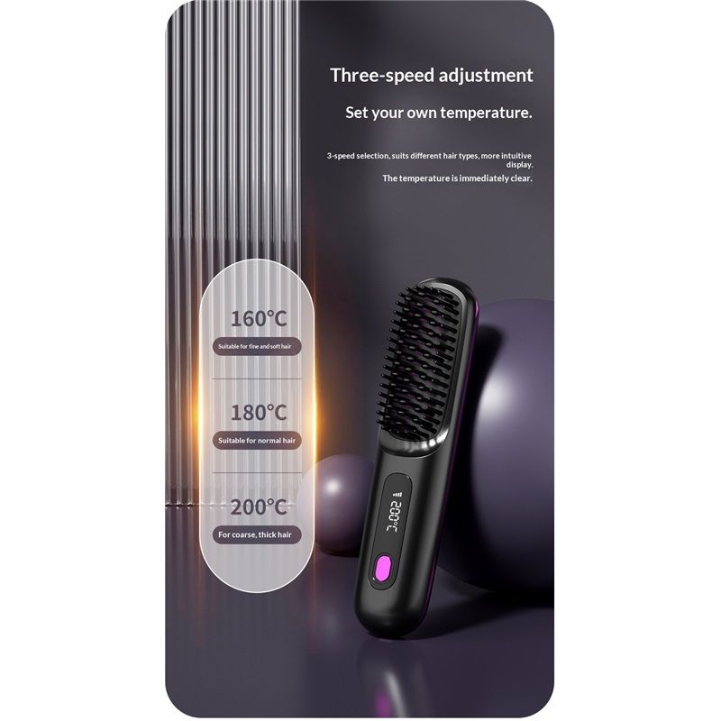Hair Straightener – Cordless Comb with Negative Ion, Fast Heating & Portable Travel Design, Rechargeable Brush for Straightening and Curling (1Pcs) - Image 4