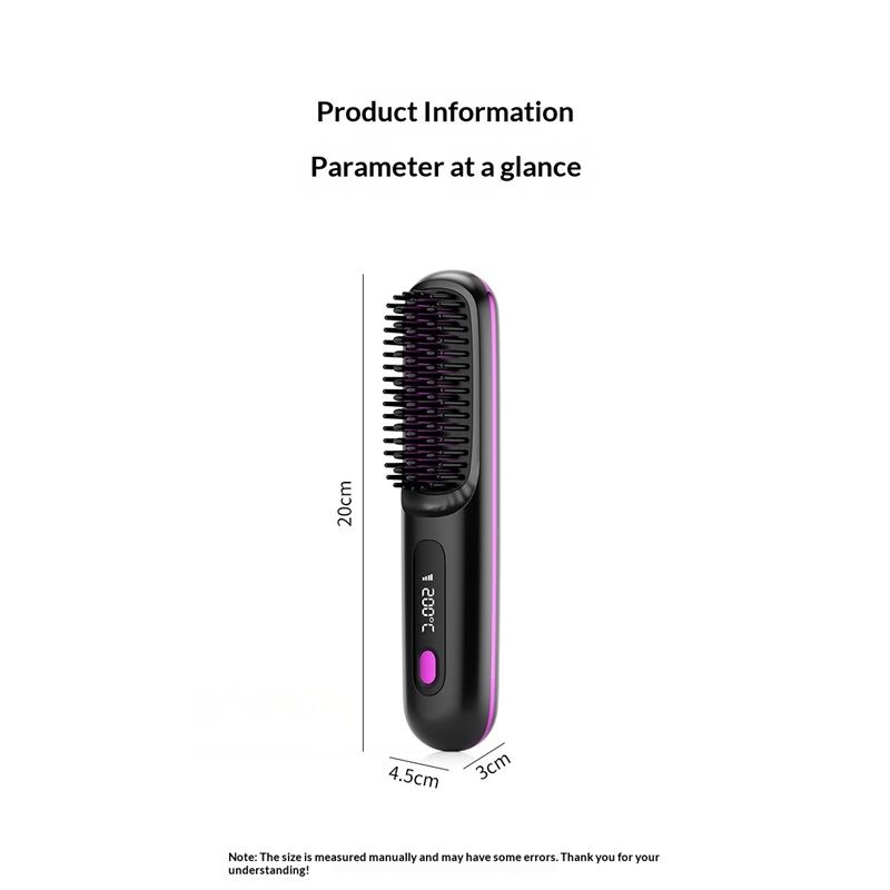 Hair Straightener – Cordless Comb with Negative Ion, Fast Heating & Portable Travel Design, Rechargeable Brush for Straightening and Curling (1Pcs) - Image 5