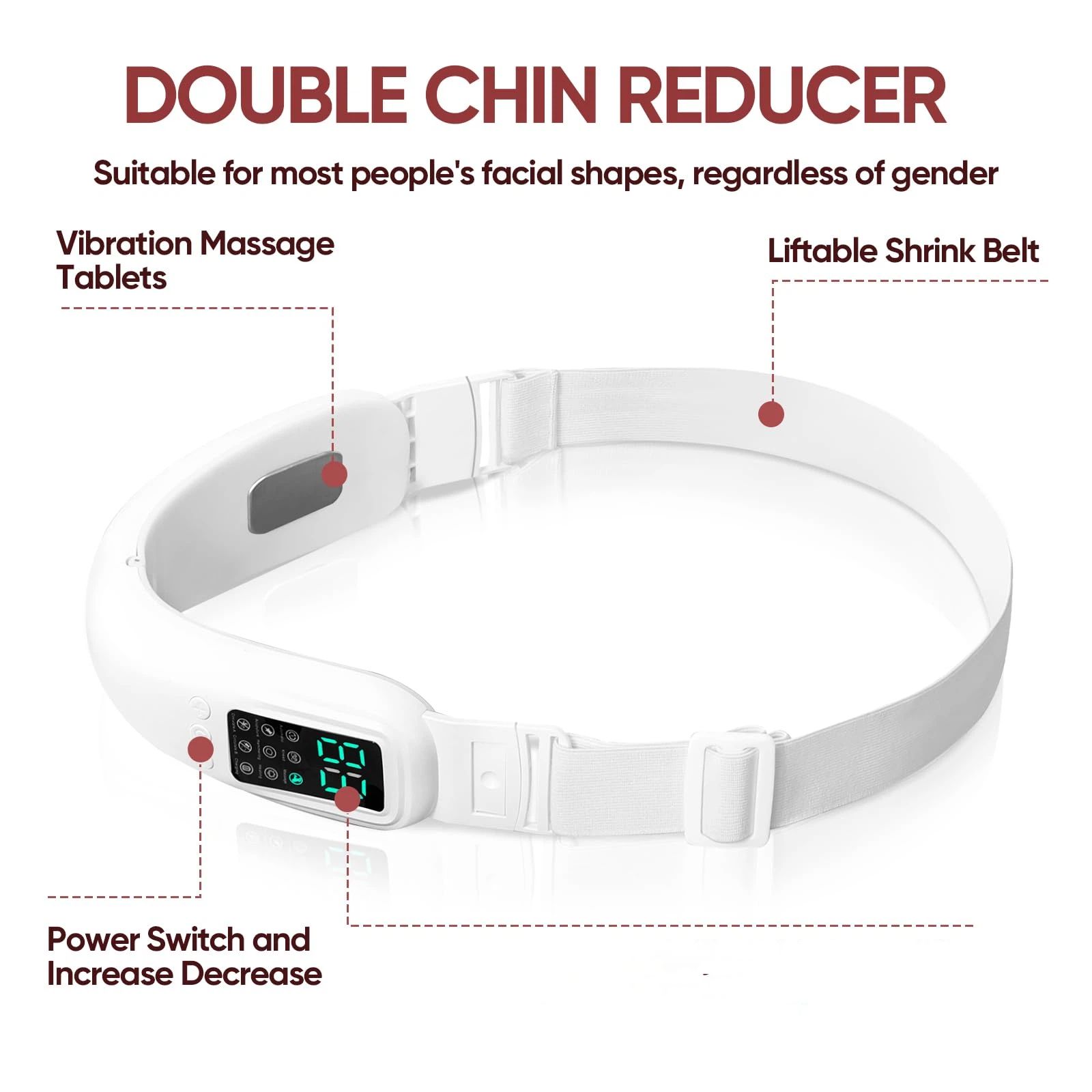 Intelligent Electric Double Chin and V-Shaped Face Machine with 12Adjustable Intensities - Women's V-Face Machine(white,25.6*4.5cm） - Image 3