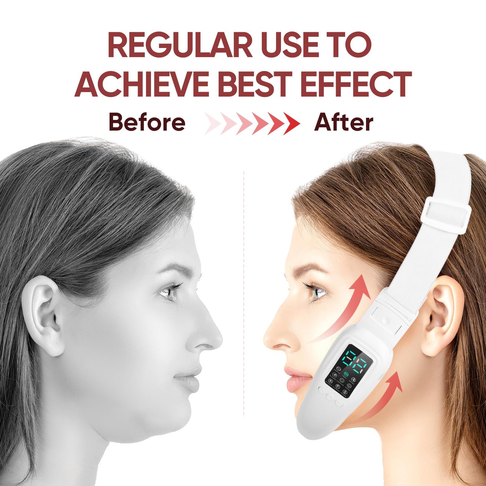 Intelligent Electric Double Chin and V-Shaped Face Machine with 12Adjustable Intensities - Women's V-Face Machine(white,25.6*4.5cm） - Image 5