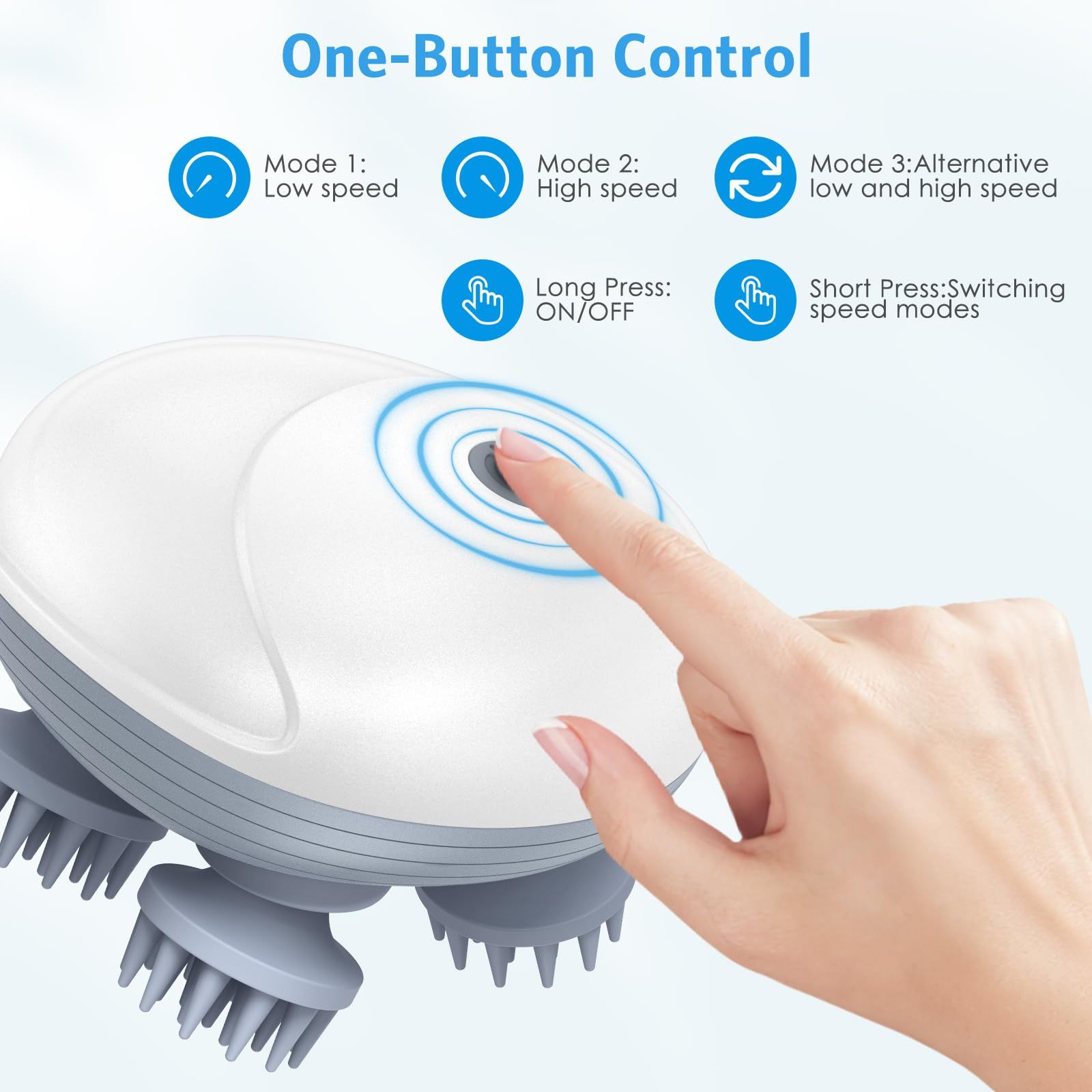 Electric Scalp Massager, Head Massager with 4 Massage Heads, Back and Scalp Massager Relieving Tight Stiffness Muscles（white,11*7cm） - Image 3
