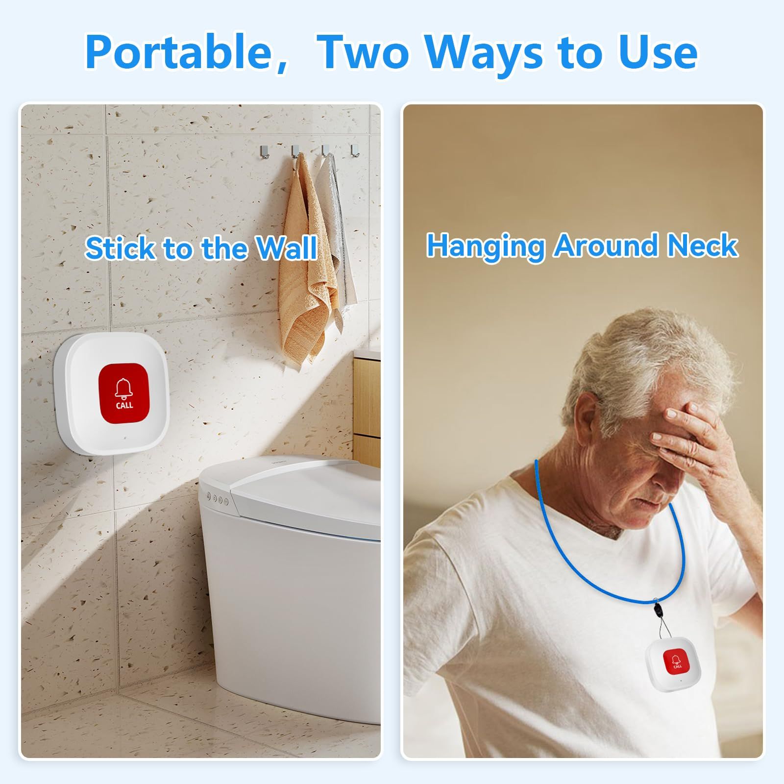 Caregiver Call Button for Elderly at Home w App Notification, Elderly Monitoring, Caregiver Pager, Life Alert Systems for Seniors , Alert Button for Seniors at Home（9.9*cm) - Image 3