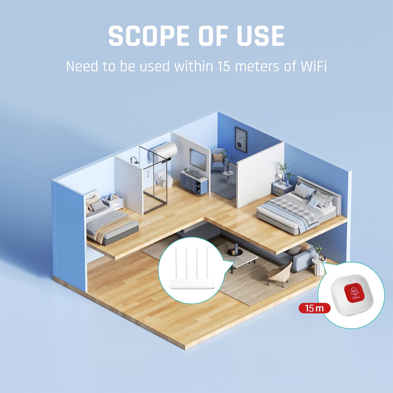 Caregiver Call Button for Elderly at Home w App Notification, Elderly Monitoring, Caregiver Pager, Life Alert Systems for Seniors , Alert Button for Seniors at Home（9.9*cm) - Image 4