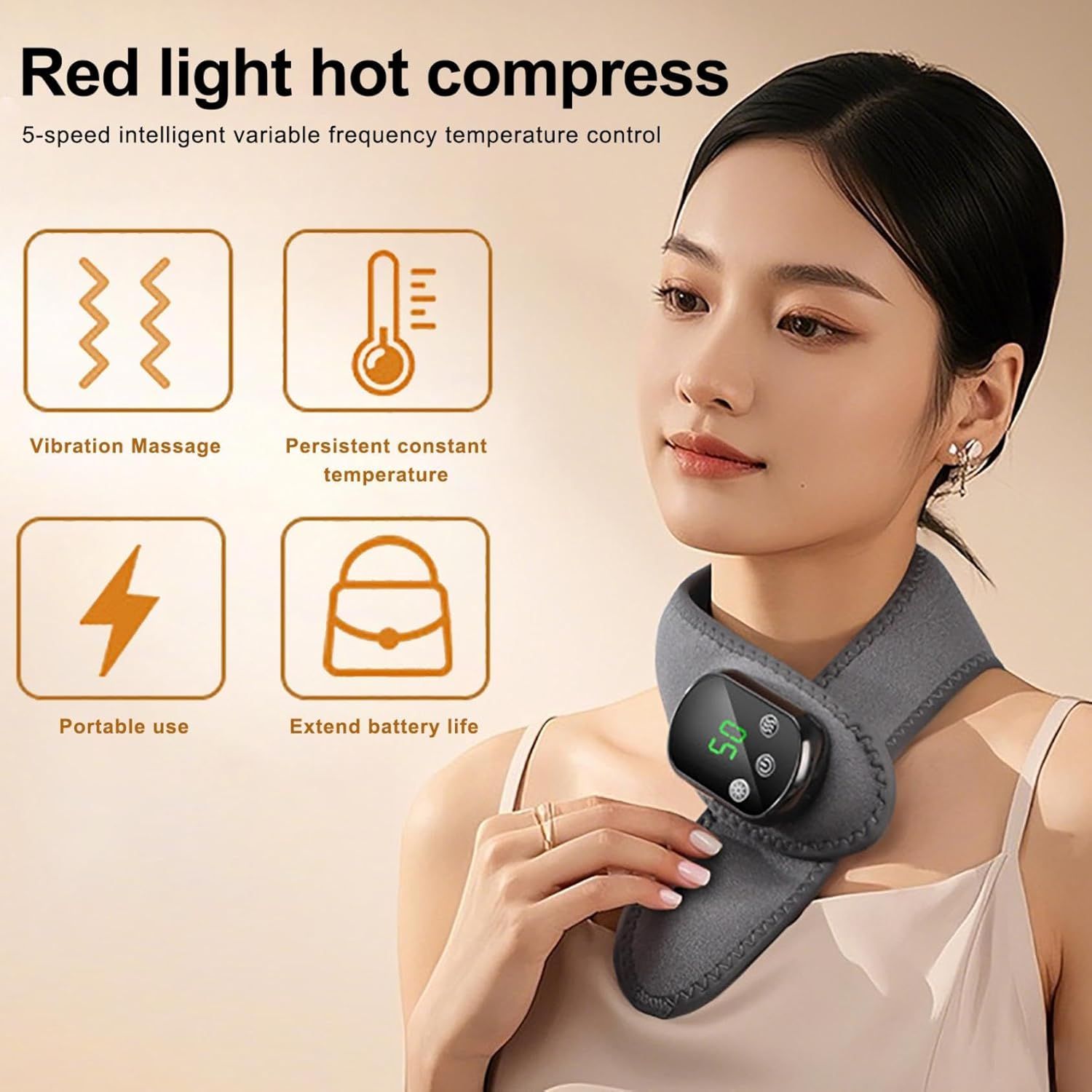 Cordless Neck Heating Pad with Massage, Neck Massager with Heat, Neck Heating Pad for Pain Electric, Heated Neck Brace Wrap Soreness Stiffness Pain Relief - Image 2
