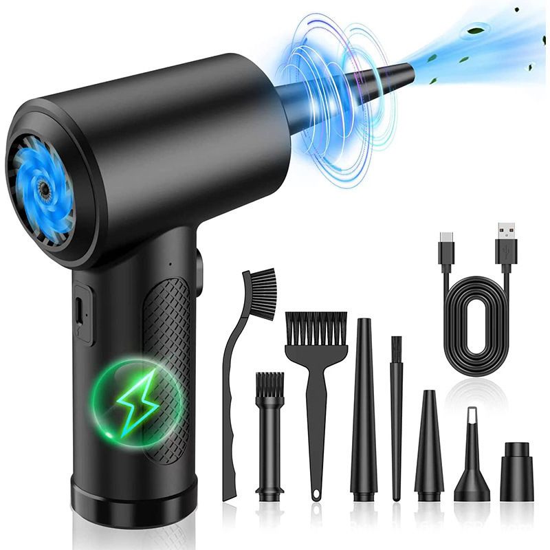 Compressed Air Duster, Electric Air Blow Portable Keyboard Cleaner with LED Light, Rechargeable Dust Off Cordless Air Duster for Computer, Car, Electric Devices - Image 1