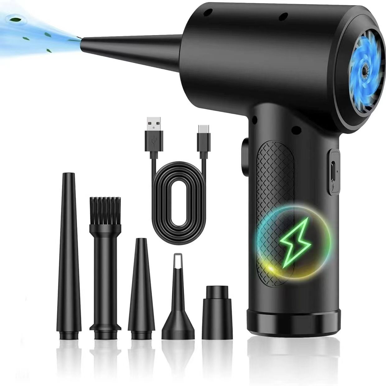 Compressed Air Duster, Electric Air Blow Portable Keyboard Cleaner with LED Light, Rechargeable Dust Off Cordless Air Duster for Computer, Car, Electric Devices - Image 2