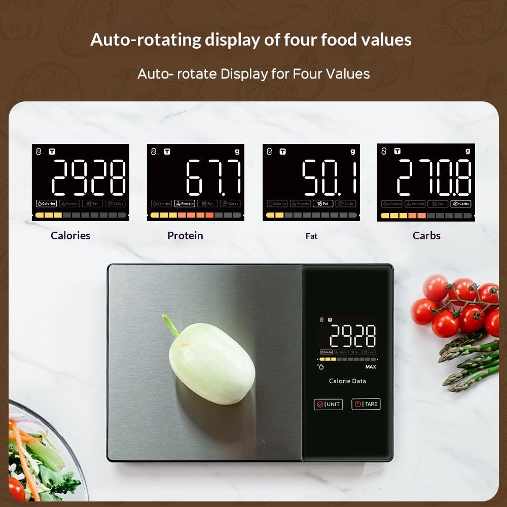 Smart Nutrition Food Scale with LED Display, Tracks Calories, Fat, Carbs & Protein via App, Precision Digital Kitchen Scale for Healthy Eating & Meal Prep - Image 2