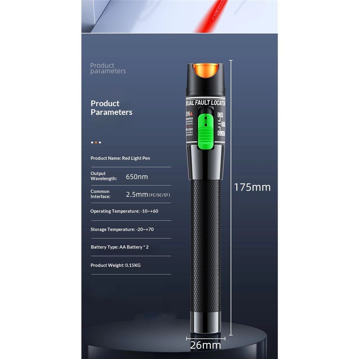 Visual Fault Locator Fiber Optic Tester - Fiber Optic Cable Tester Meter with FC to LC Adapter - Tools Tester Kit for LC/FC/SC/ST, Network Cable Test - Image 5