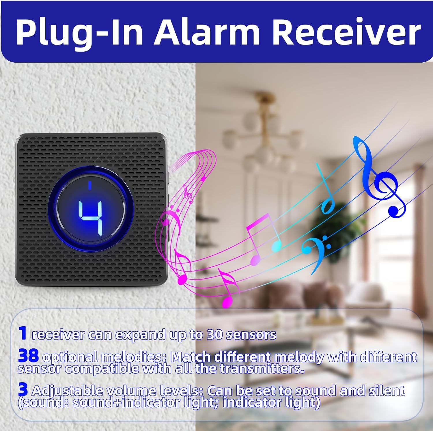 Solar Wireless Driveway Alarm Outdoor Weather-Resistant Motion Sensor Detector Doorbell Chime, DIY Security Alert System (1 Sensor & 2 Doorbell) - Image 5
