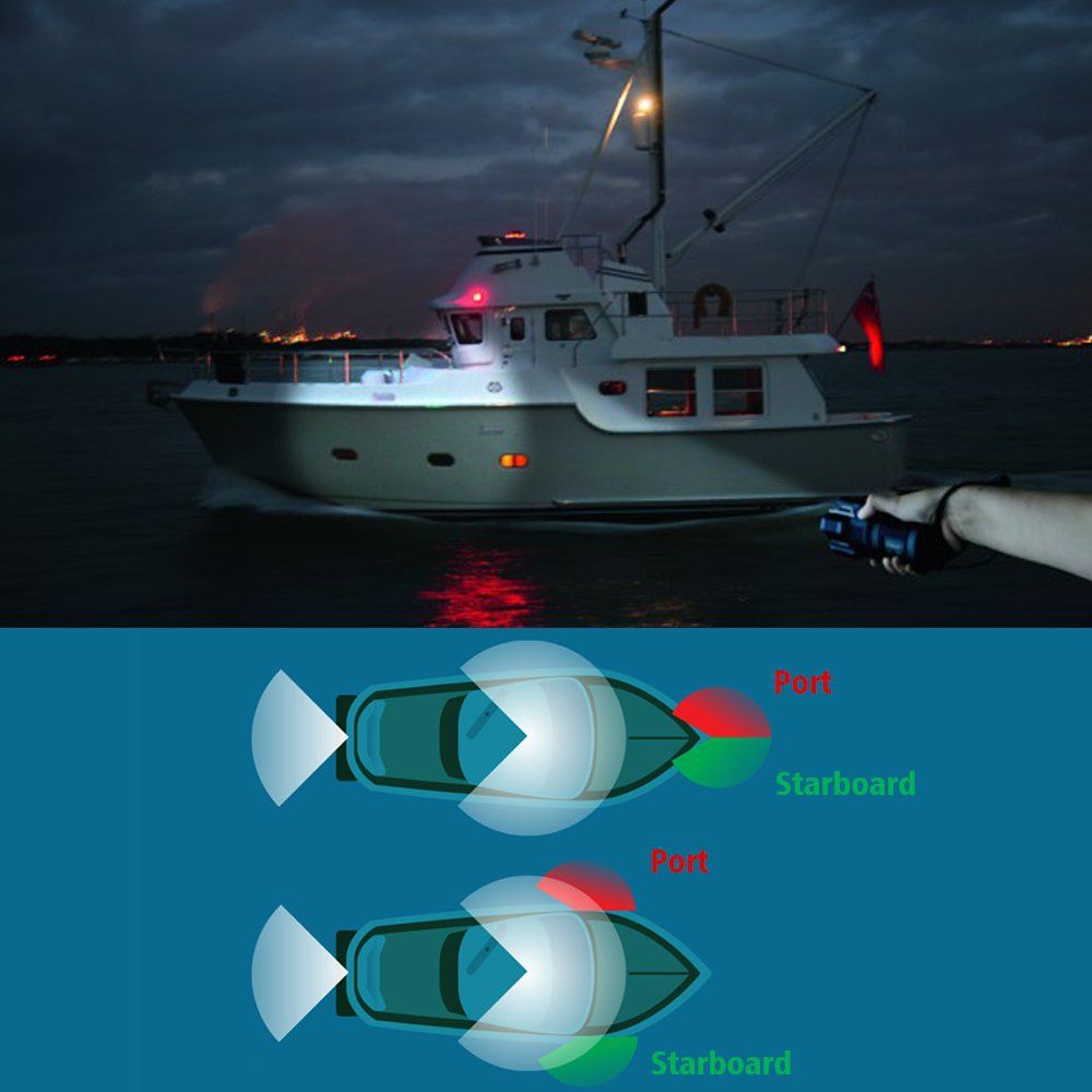 Boat Navigation Lights Red and Green Bow Light LED  Vertical Mount 1 Pair (Vacuum Electroplate Silver) - Image 4