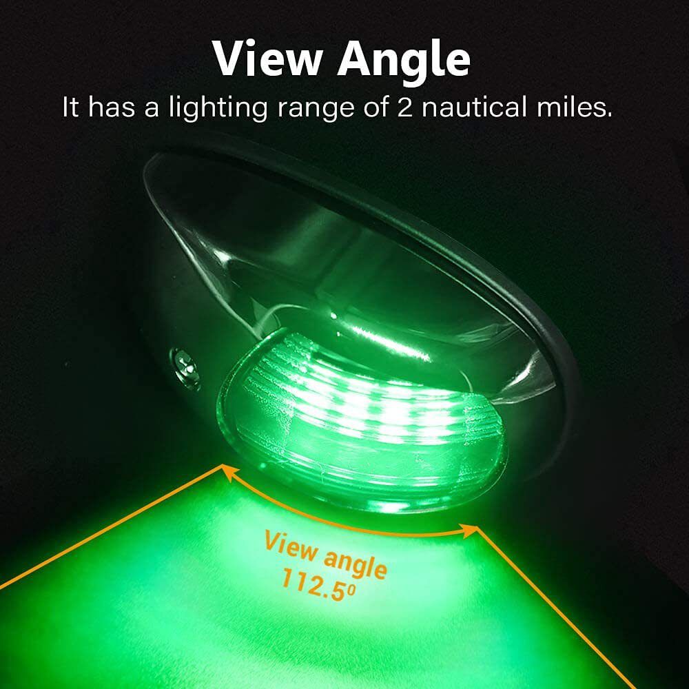 Boat Navigation Lights Red and Green Bow Light LED  Vertical Mount 1 Pair (Vacuum Electroplate Silver) - Image 5